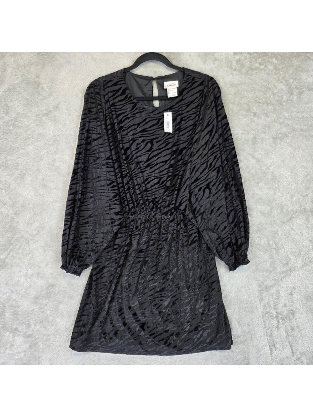 Ariat Dress Womens Small Black Velvet Animal Print Dolman Mini Party Blouson